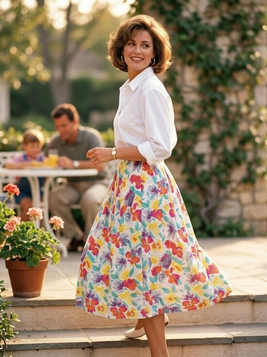 Emily St John Dresses & Skirts - Emily St John Womens 11/12 Floral Skirt Multicolor Rayon Midi Archival Boutique